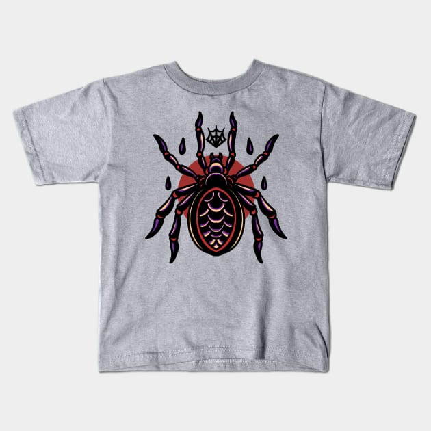 spider oldschool tattoo Kids T-Shirt by donipacoceng